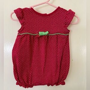 Little girl’s red romper, plus hat